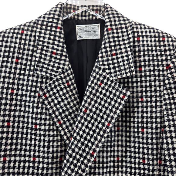 Vintage Miss Pendleton Virgin Wool Skirt Suit 2PC Women 10 Small Black White Red - Picture 3 of 13